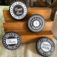 Load image into Gallery viewer, 4 pck Happy Hour Bottle cap Resin Coasters