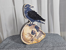 Load image into Gallery viewer, Wooden Skull and Raven Decor
