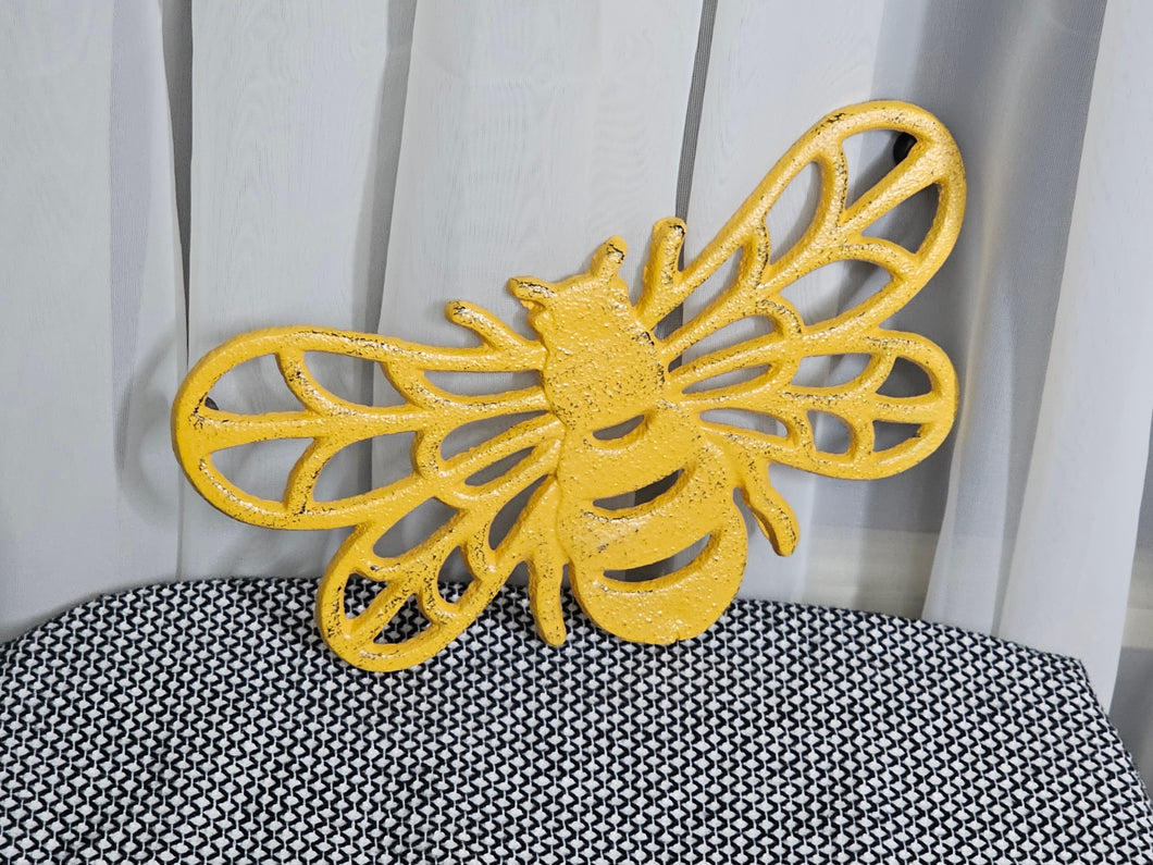 Cast Iron Bee Trivet, yellow