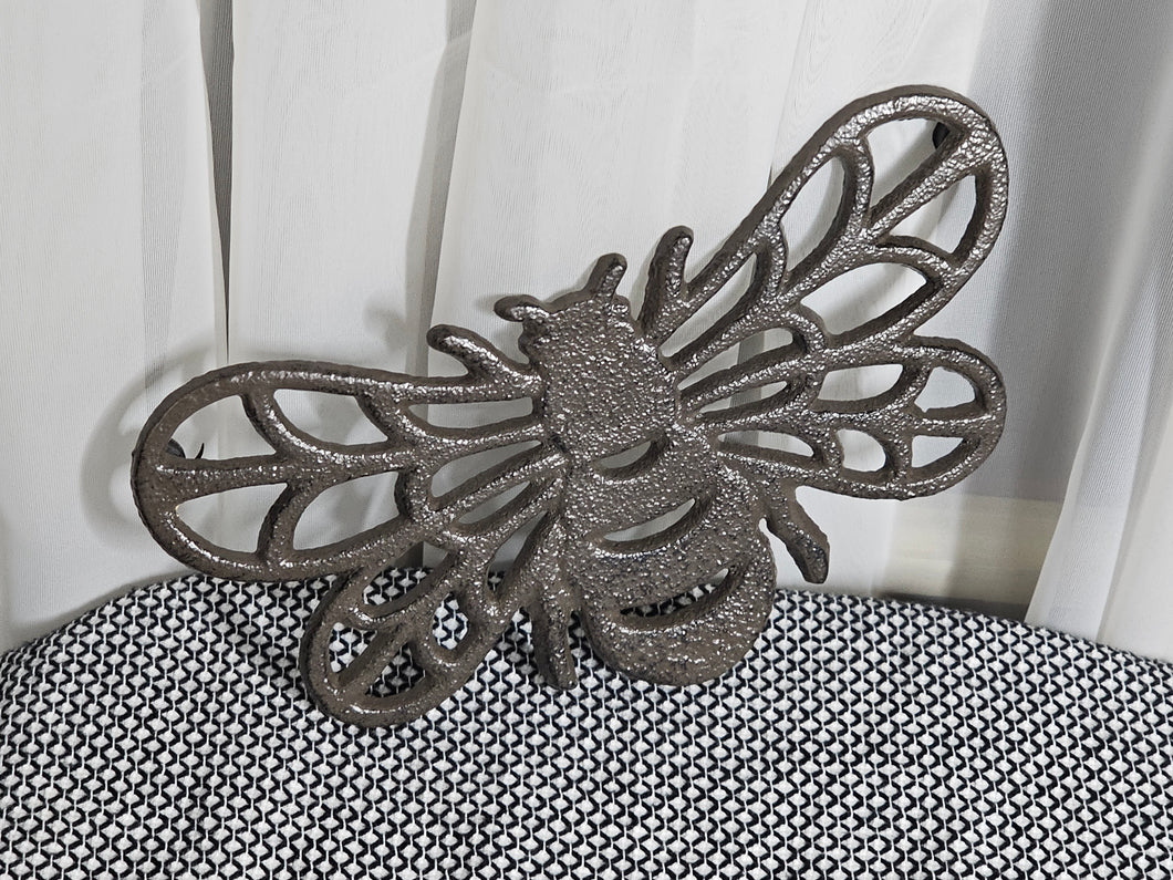 Cast Iron Bee Trivet, black