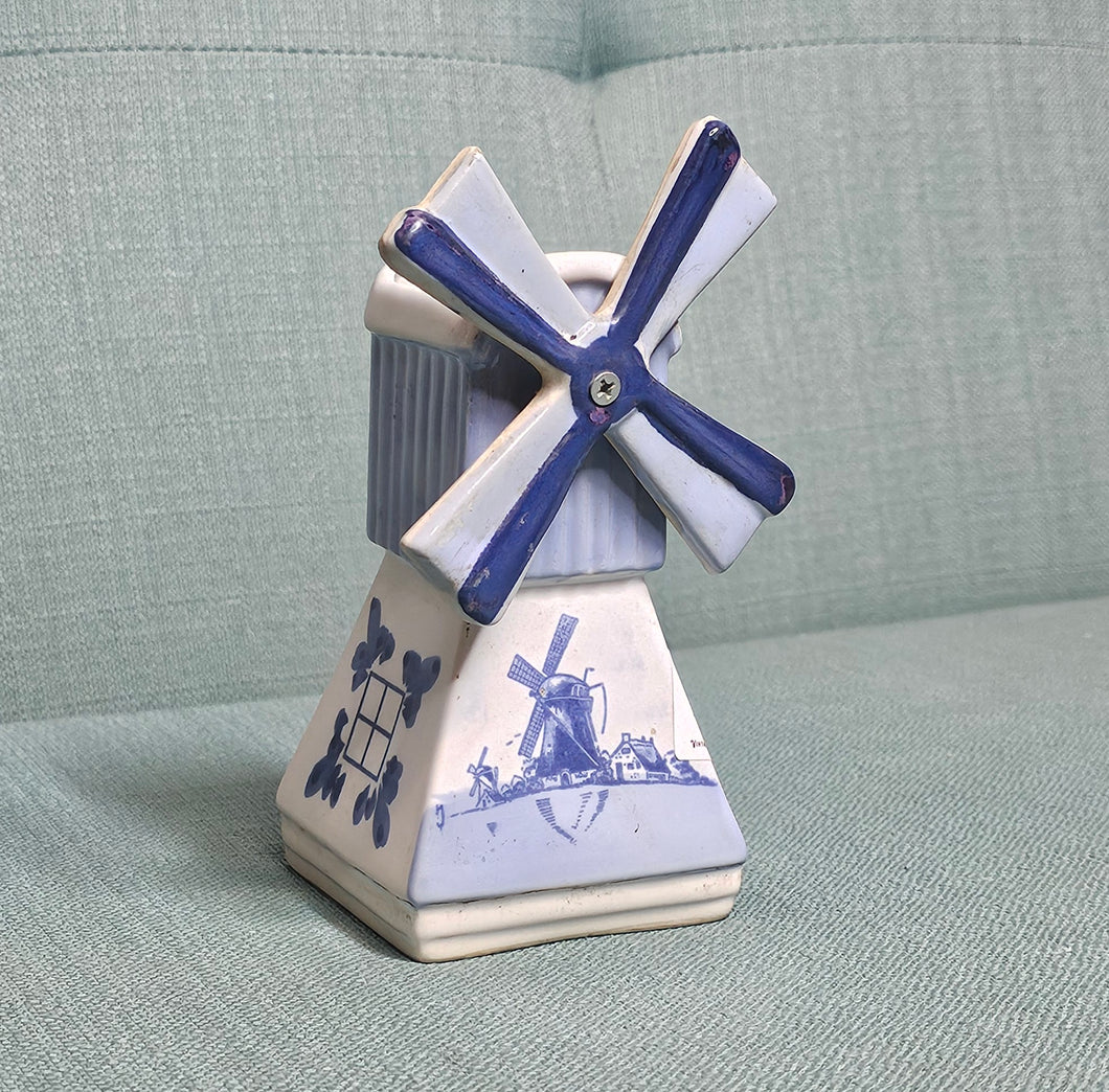 Blue and White Ceramic Windmill