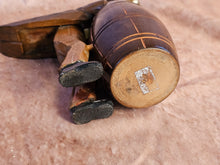 Load image into Gallery viewer, Vintage 40&#39;s ANRI Wood Carved Man Over Barrel Cigarette Match Holder Hand Carved
