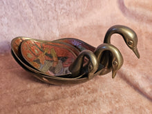 Load image into Gallery viewer, Vintage Andrea by Sadek Nesting Brass Swans with Ornate Depiction of Birds
