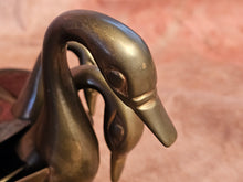 Load image into Gallery viewer, Vintage Andrea by Sadek Nesting Brass Swans with Ornate Depiction of Birds
