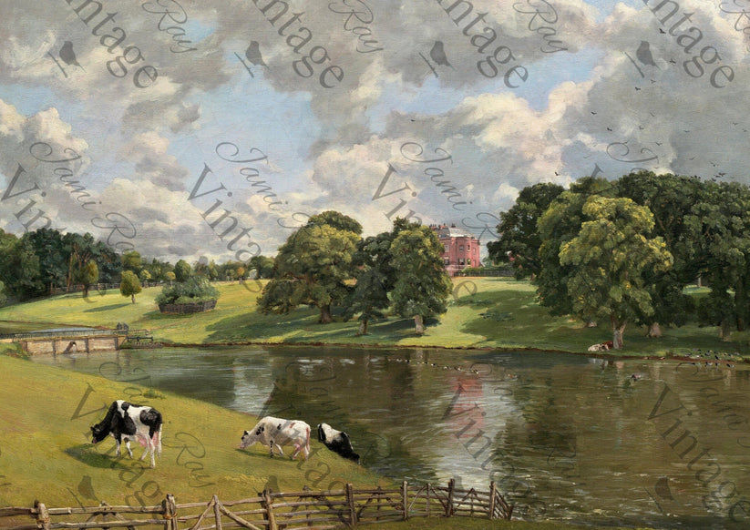 Cows by a River Decoupage Rice Paper