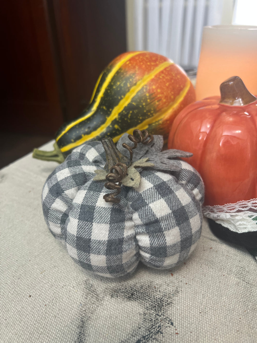 Medium Gingham Check Plaid Flannel Pumpkin