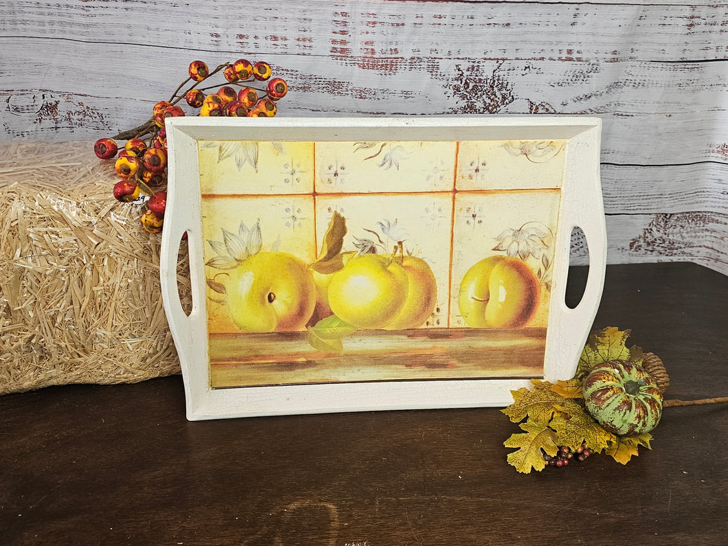 Wooden Serving Tray with Apples