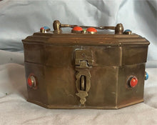 Load image into Gallery viewer, Metal trinket box with semiprecious stones
