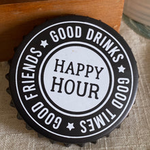 Load image into Gallery viewer, 4 pck Happy Hour Bottle cap Resin Coasters
