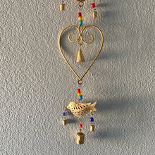 Load image into Gallery viewer, Metal Heart and Bird Wind Chime
