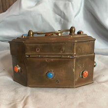 Load image into Gallery viewer, Metal trinket box with semiprecious stones
