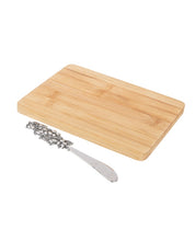 Load image into Gallery viewer, 2pc set Bamboo Cheese Board w/ Olive Speader
