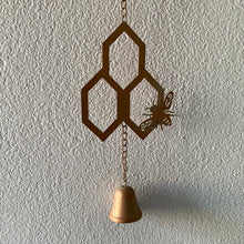 Load image into Gallery viewer, Copper Patina Honeycomb and Bee Rain Chain
