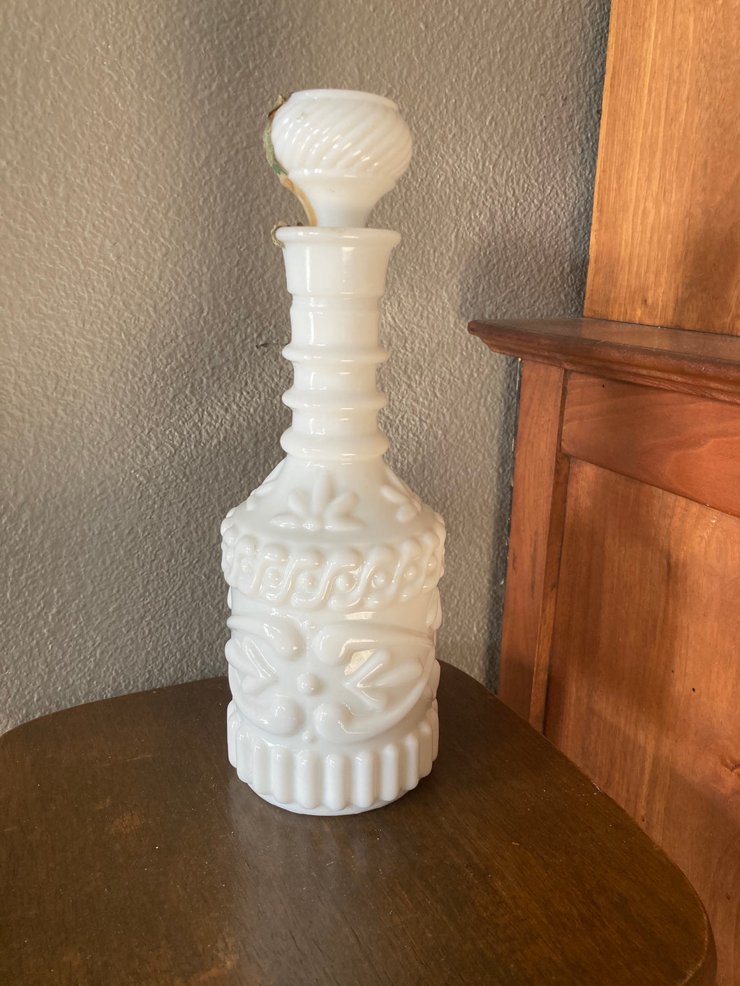 Vintage 1969 Jim Beam  Milk Glass Bottle with stopper