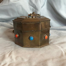 Load image into Gallery viewer, Metal trinket box with semiprecious stones
