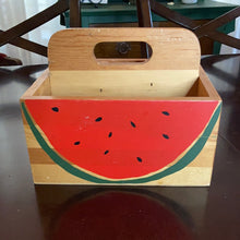 Load image into Gallery viewer, Wooden caddy with watermelon detail
